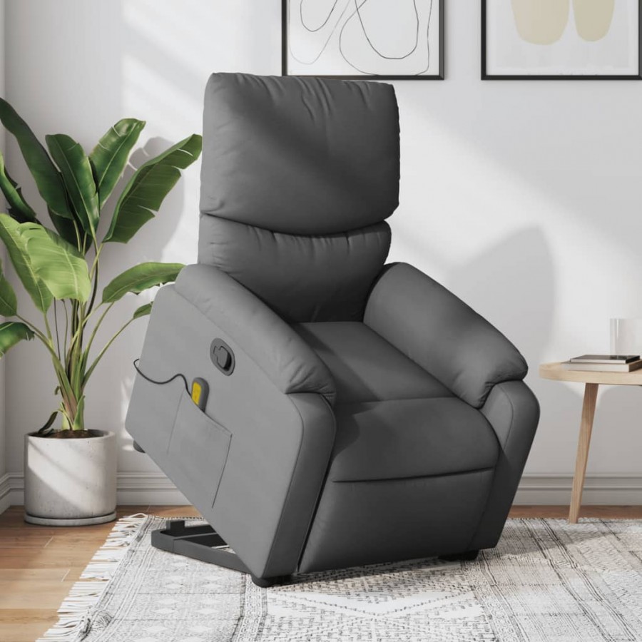 Fauteuil de massage inclinable Gris foncé Tissu