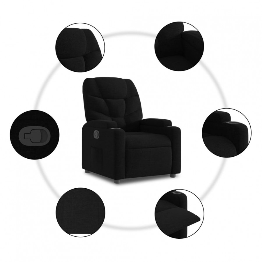 Fauteuil inclinable noir tissu Fauteuil inclinable noir tissu