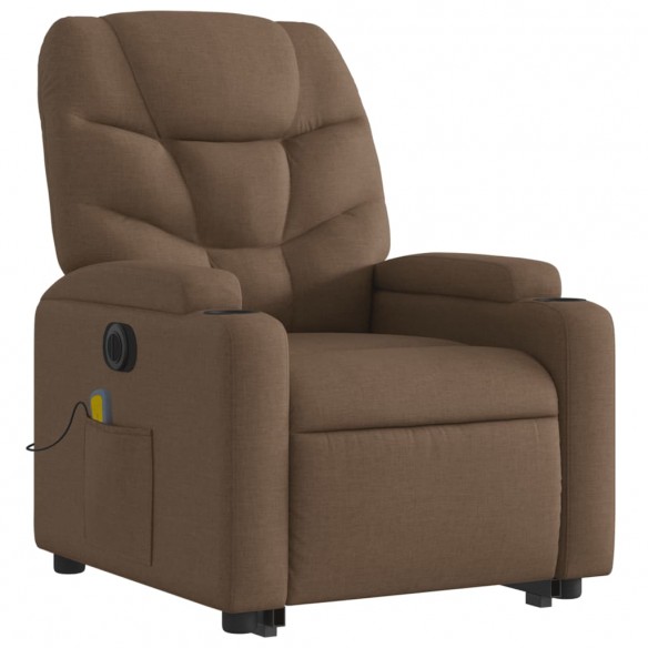 Fauteuil inclinable de massage électrique Marron Tissu