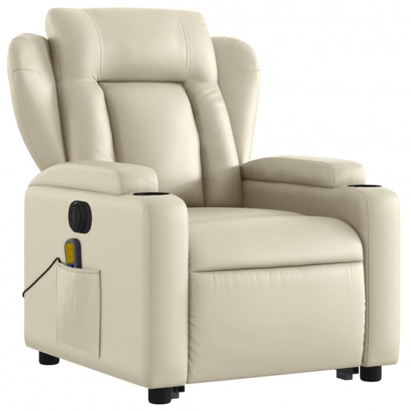 Fauteuil inclinable de massage électrique crème similicuir