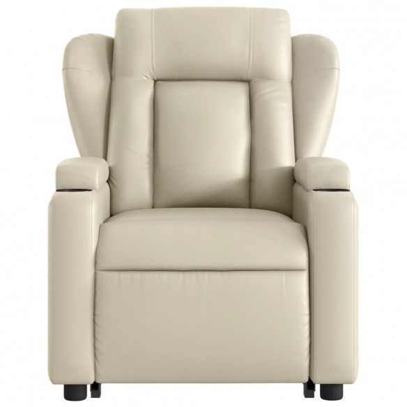 Fauteuil inclinable de massage électrique crème similicuir