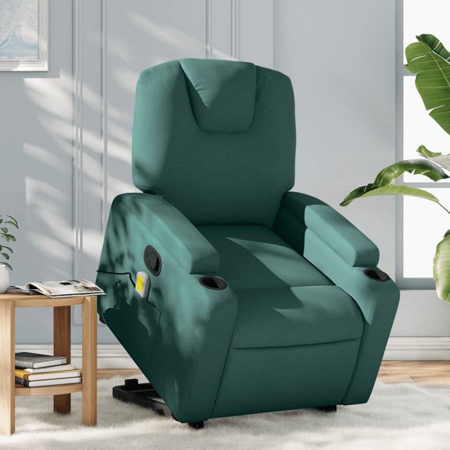 Fauteuil inclinable de massage Vert foncé Tissu