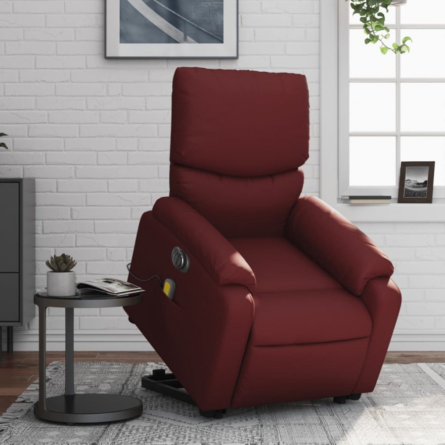 Fauteuil inclinable de massage électrique rouge bordeaux