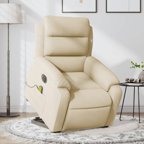 Fauteuil inclinable de massage électrique Crème Tissu