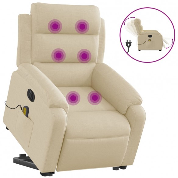 Fauteuil inclinable de massage électrique Crème Tissu