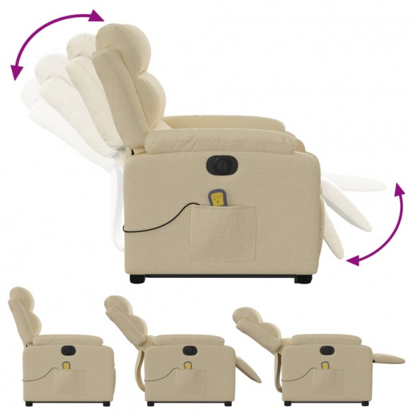 Fauteuil inclinable de massage électrique Crème Tissu