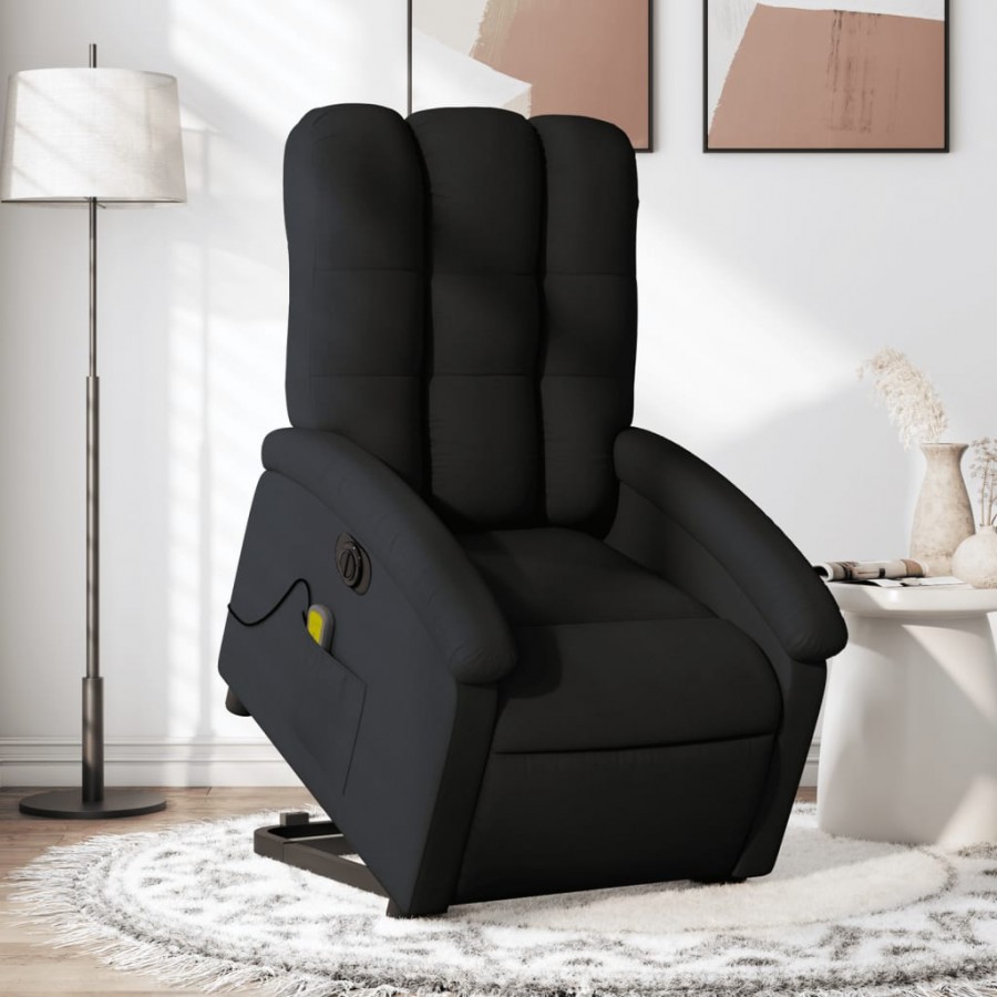 Fauteuil inclinable de massage électrique Noir Tissu