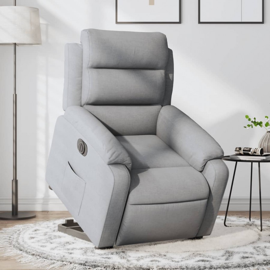 Fauteuil inclinable électrique gris clair tissu