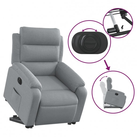 Fauteuil inclinable électrique gris clair tissu