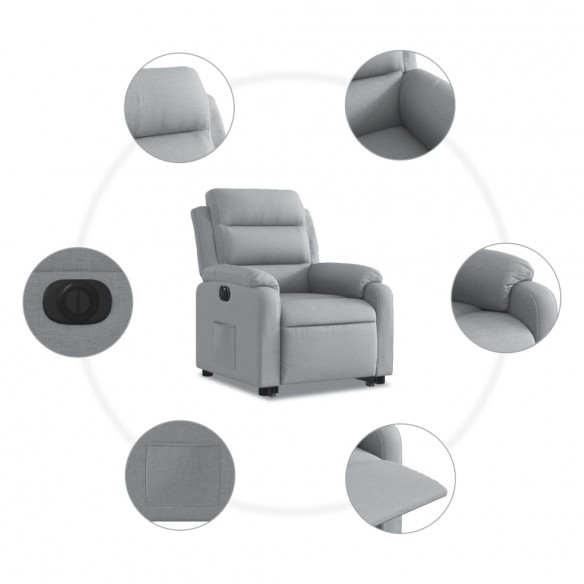 Fauteuil inclinable électrique gris clair tissu