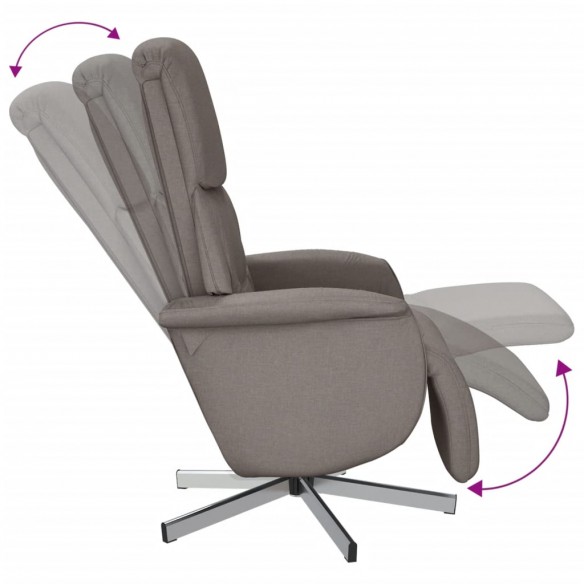 Fauteuil inclinable avec repose-pieds taupe tissu