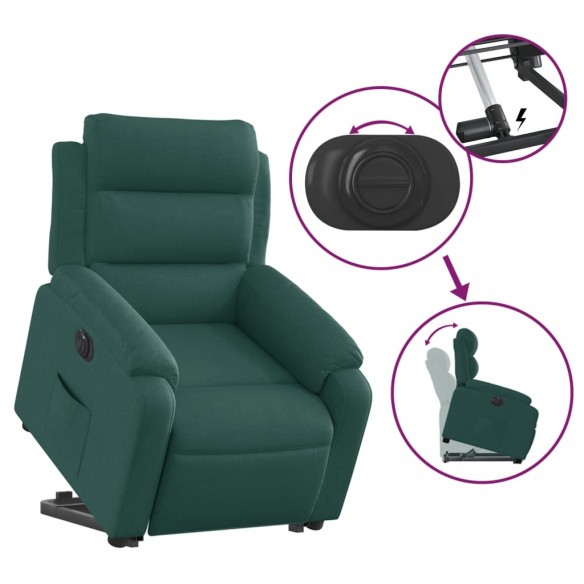 Fauteuil inclinable électrique vert foncé tissu