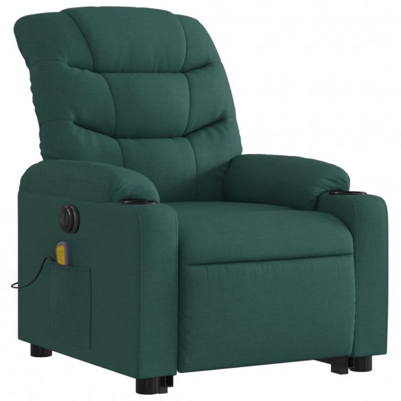 Fauteuil inclinable de massage électrique Vert foncé Tissu