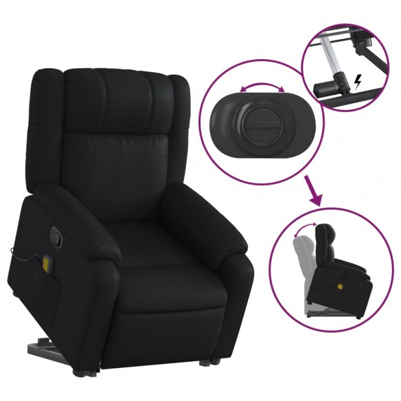 Fauteuil inclinable de massage Noir Similicuir