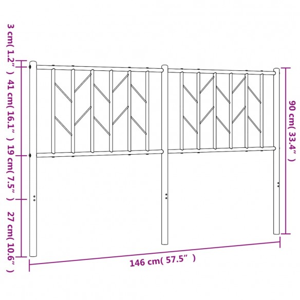 Tête de lit métal noir 140 cm