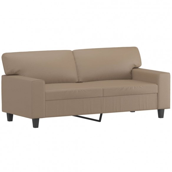 Canapé 2 places avec oreillers cappuccino 140 cm similicuir