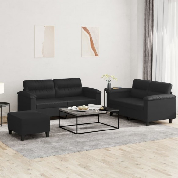 Ensemble de canapés 3 pcs avec coussins Noir Similicuir