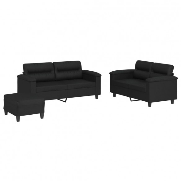 Ensemble de canapés 3 pcs avec coussins Noir Similicuir