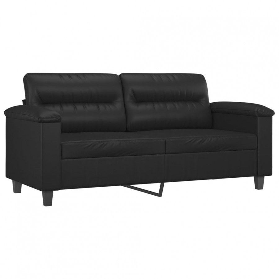 Ensemble de canapés 3 pcs avec coussins Noir Similicuir Ensemble de canapés 3 pcs avec coussins Noir Similicuir