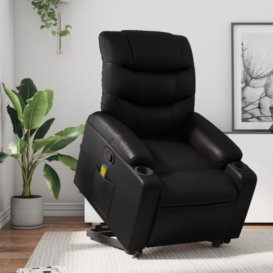 Fauteuil inclinable de massage Noir Similicuir