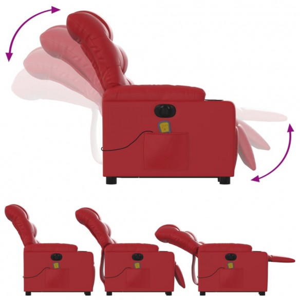 Fauteuil inclinable de massage électrique rouge similicuir