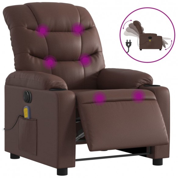 Fauteuil de massage inclinable électrique marron similicuir