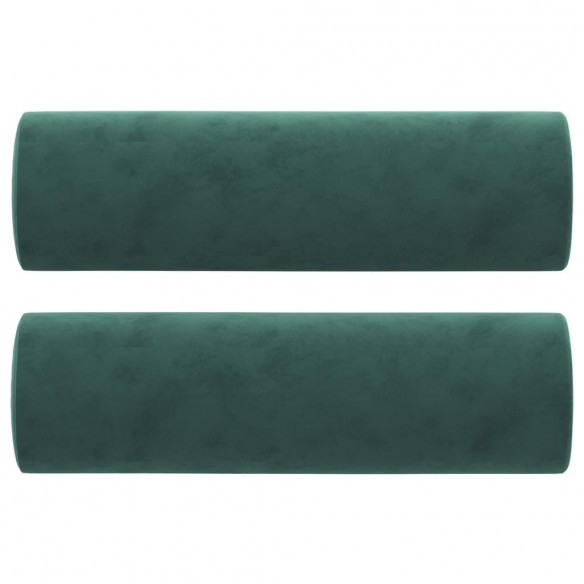 Canapé 3 places avec oreillers vert foncé 180 cm velours