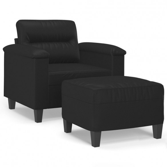 Fauteuil avec repose-pied Noir 60 cm Similicuir