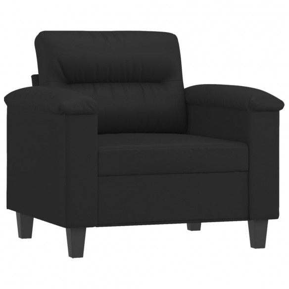 Fauteuil avec repose-pied Noir 60 cm Similicuir