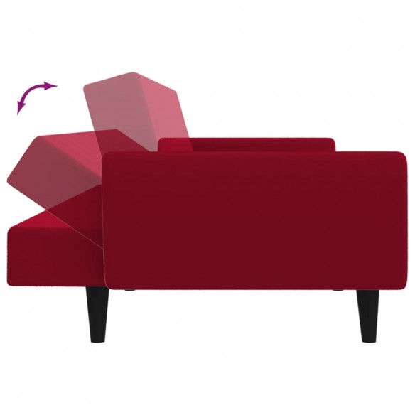 Canapé-lit 2 places rouge bordeaux velours