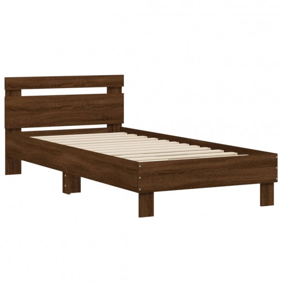 Cadre de lit avec tête de lit chêne marron 90x200 cm