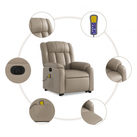 Fauteuil inclinable de massage électrique cappuccino similicuir