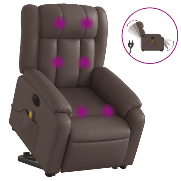 Fauteuil inclinable de massage électrique marron similicuir