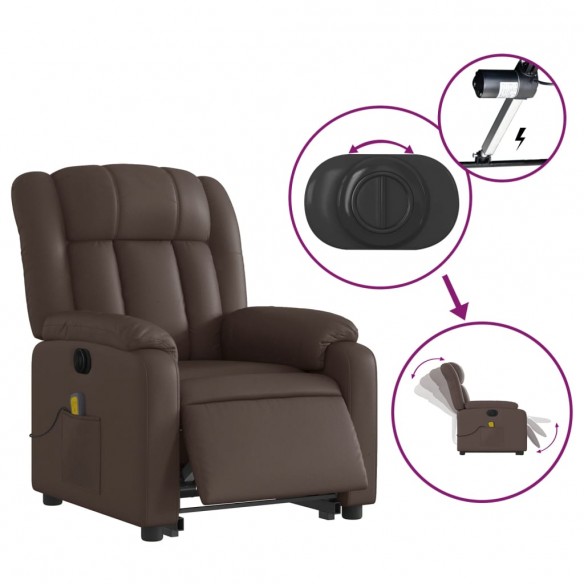 Fauteuil inclinable de massage électrique marron similicuir