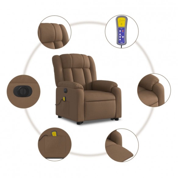 Fauteuil inclinable de massage électrique Marron Tissu