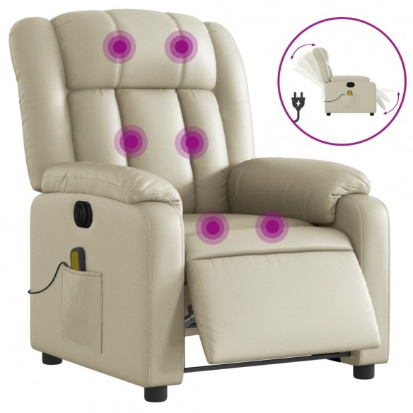 Fauteuil de massage inclinable électrique crème similicuir