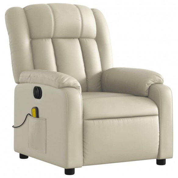 Fauteuil de massage inclinable électrique crème similicuir