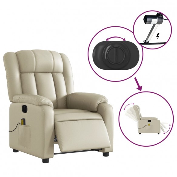 Fauteuil de massage inclinable électrique crème similicuir