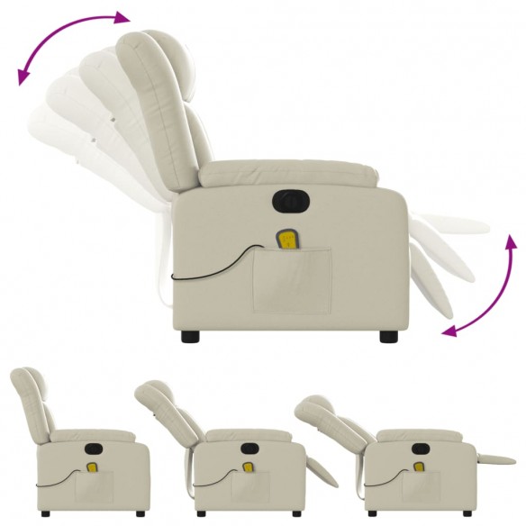 Fauteuil de massage inclinable électrique crème similicuir