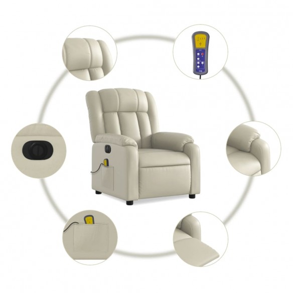 Fauteuil de massage inclinable électrique crème similicuir