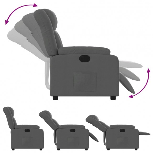 Fauteuil inclinable électrique Gris foncé Tissu