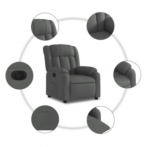 Fauteuil inclinable électrique Gris foncé Tissu