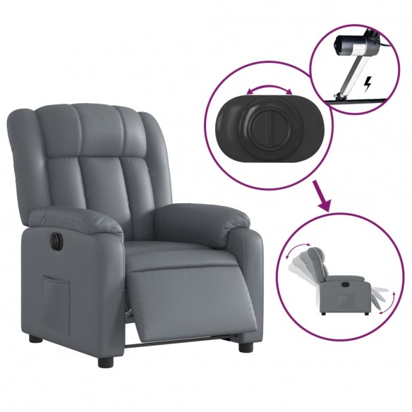 Fauteuil inclinable électrique Gris Similicuir