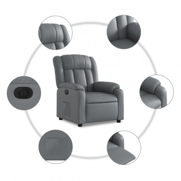 Fauteuil inclinable électrique Gris Similicuir