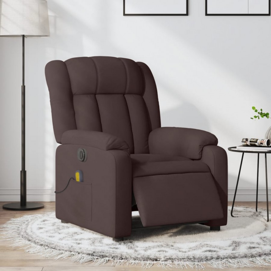 Fauteuil de massage inclinable électrique Marron foncé Tissu