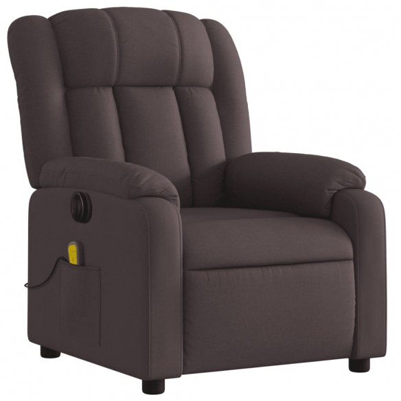 Fauteuil de massage inclinable électrique Marron foncé Tissu