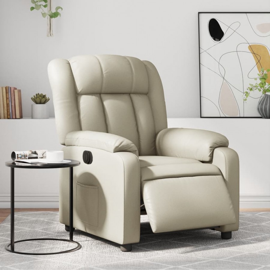 Fauteuil inclinable électrique Crème Similicuir