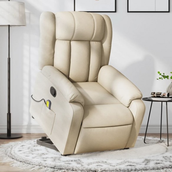 Fauteuil inclinable de massage Crème Tissu