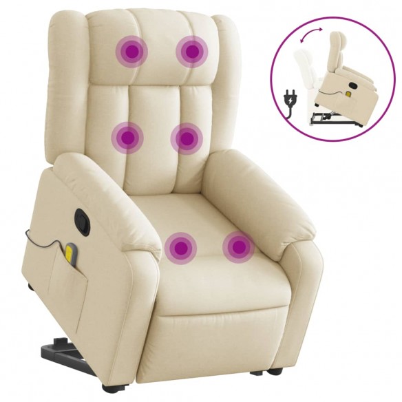 Fauteuil inclinable de massage Crème Tissu