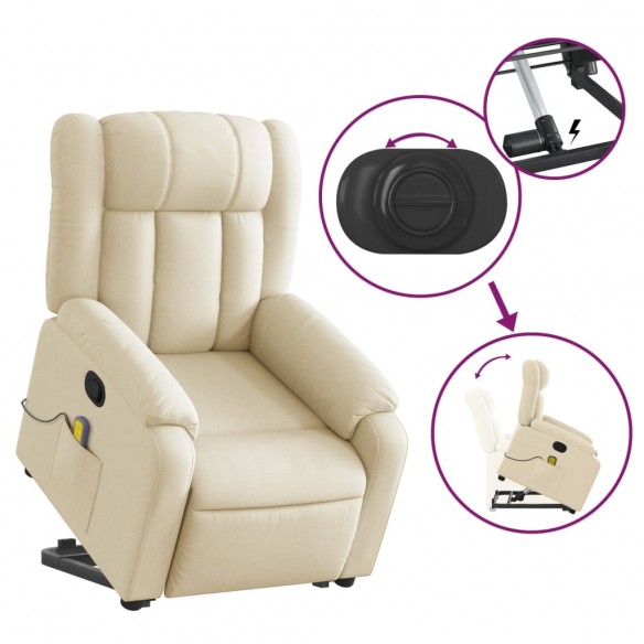 Fauteuil inclinable de massage Crème Tissu